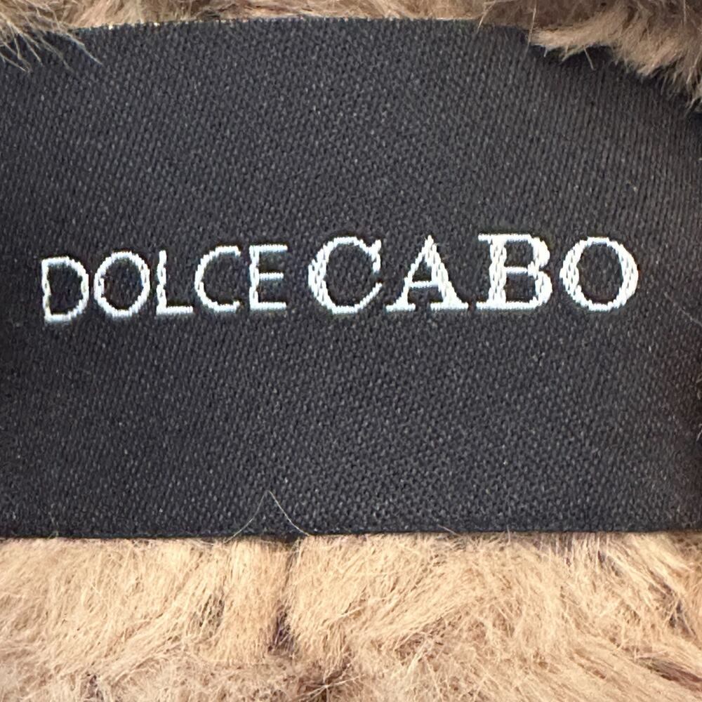 Dolce Cabo Camel Faux Fur Textured Open Front Vest Cardigan Cozy Size Medium - Picture 5 of 10